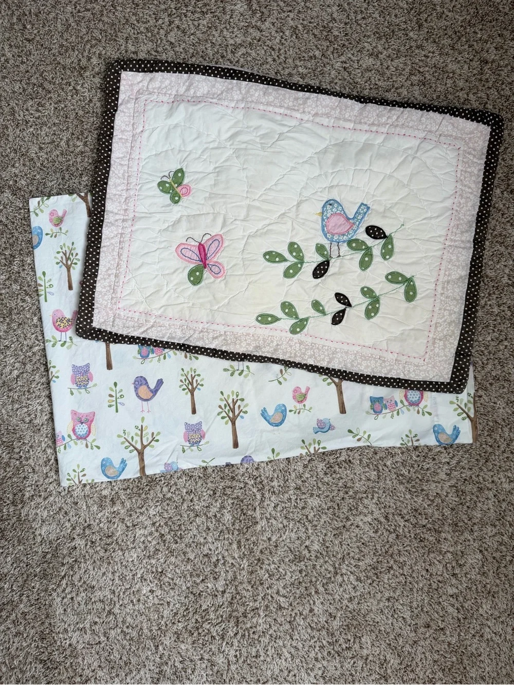 Pottery Barn Kids Hayley Collection Owl and Bird Tree twin Quilt & sheets Set